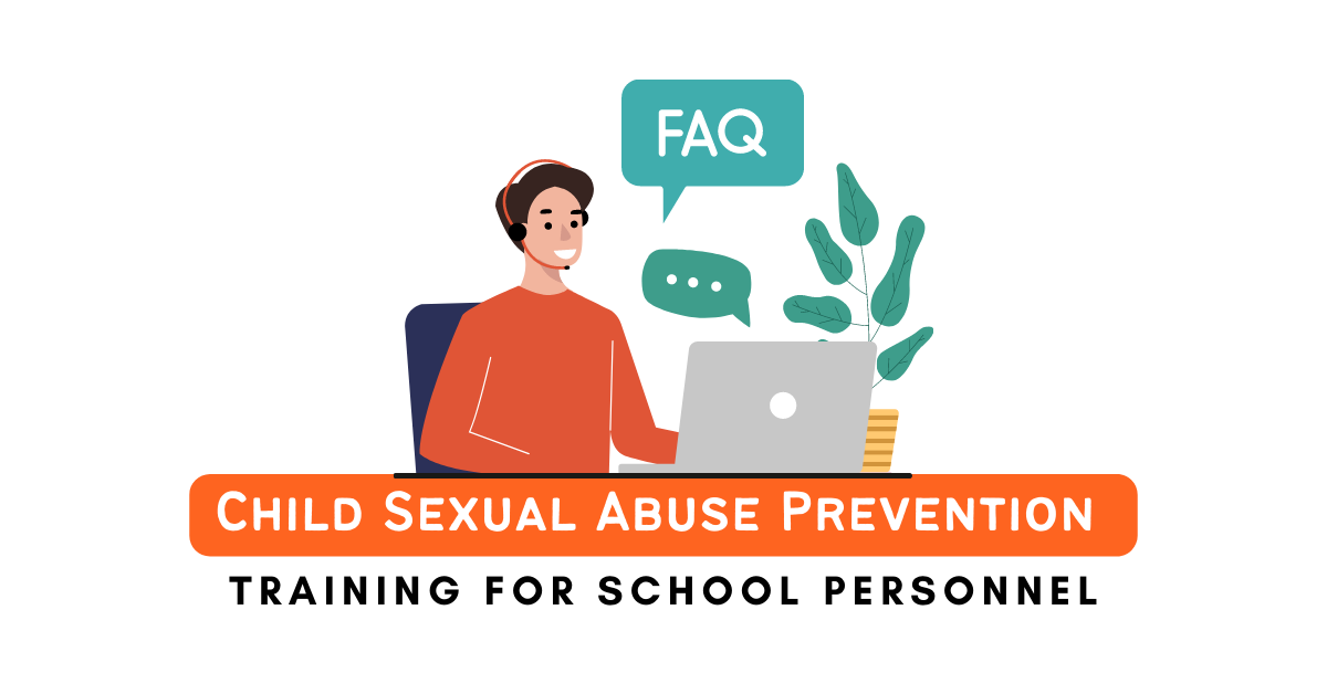drawing of a man sitting at a computer with the words child sexual abuse prevention training for school personnel