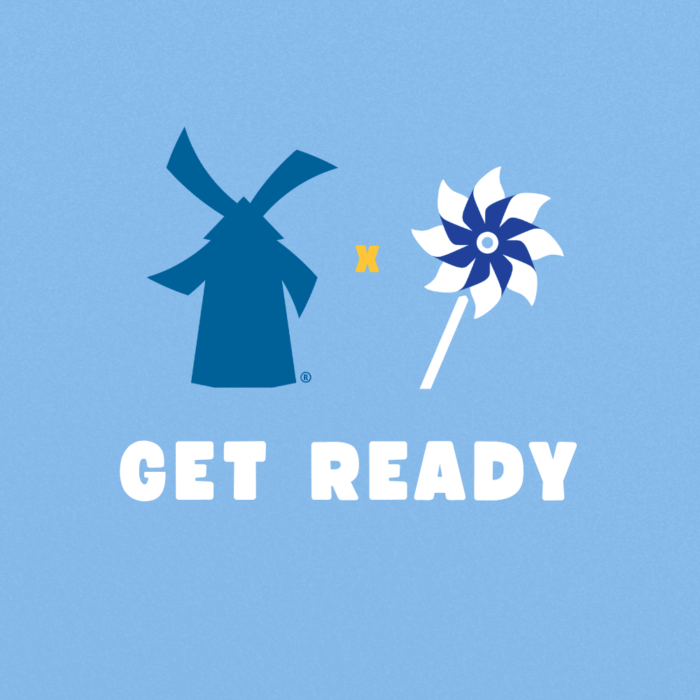 Graphic showing a windmill icon multiplied by a pinwheel icon with the words “GET READY” below.
